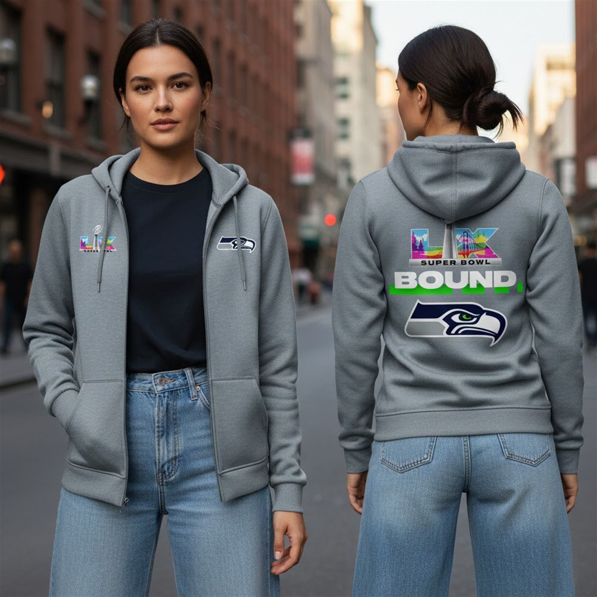 8 Seahawks 2026 Super Bowl LX Bound Zip Hoodie 8 Seahawks 2026 Super Bowl LX Bound Zip Hoodie