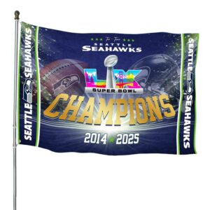 Seahawks Two Time Super Bowl LX Champions 2014 2025 Flag 1