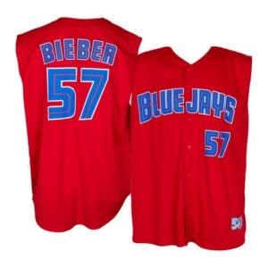 2026 Blue Jays Shane Bieber Red Cut Off Jersey Giveaway 1
