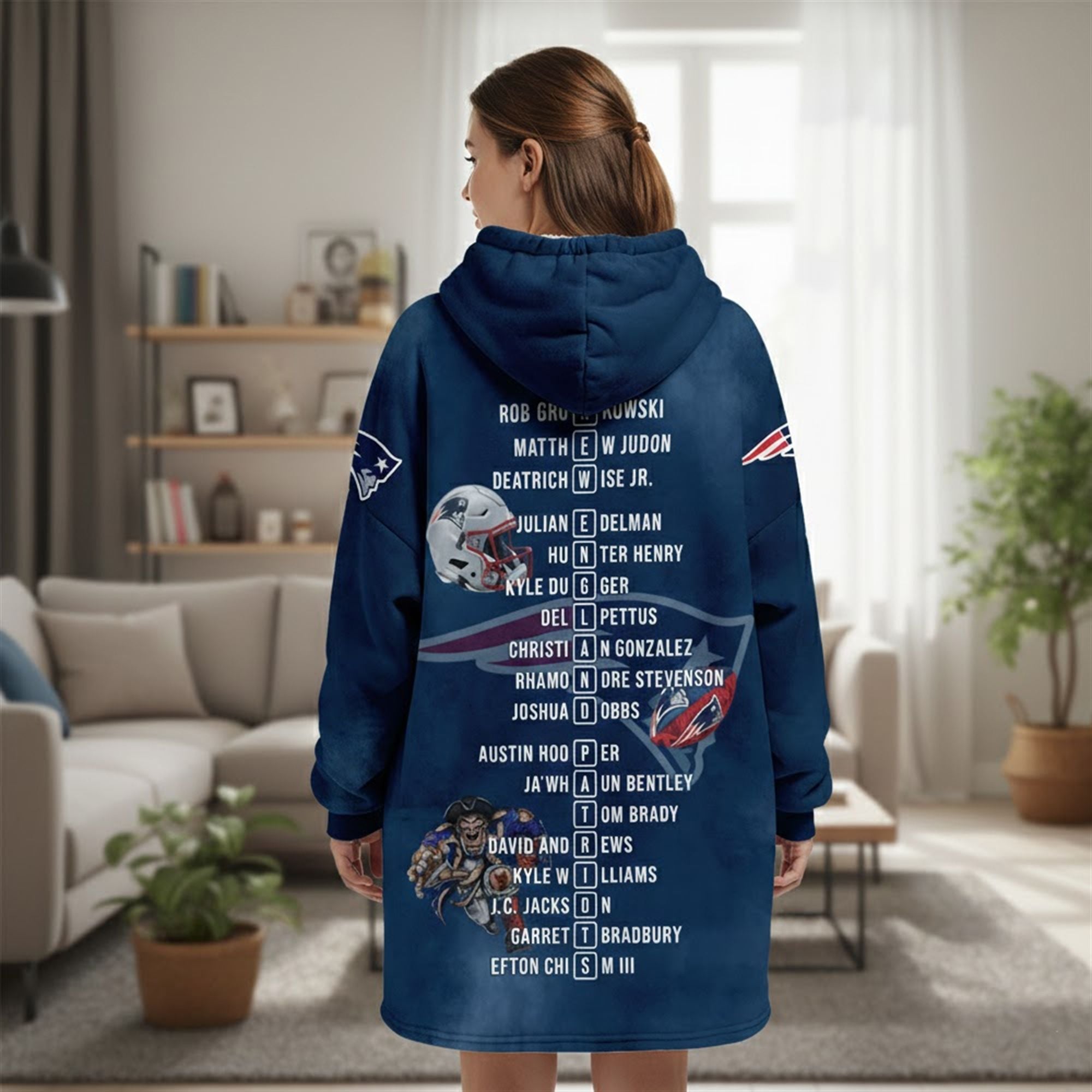 Patriots 2025 2026 SB LX Champions Blanket Hoodie 5 Patriots 2025 2026 SB LX Champions Blanket Hoodie 4