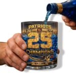 Patriots 2025 AFC East Division Champions Whiskey Glass