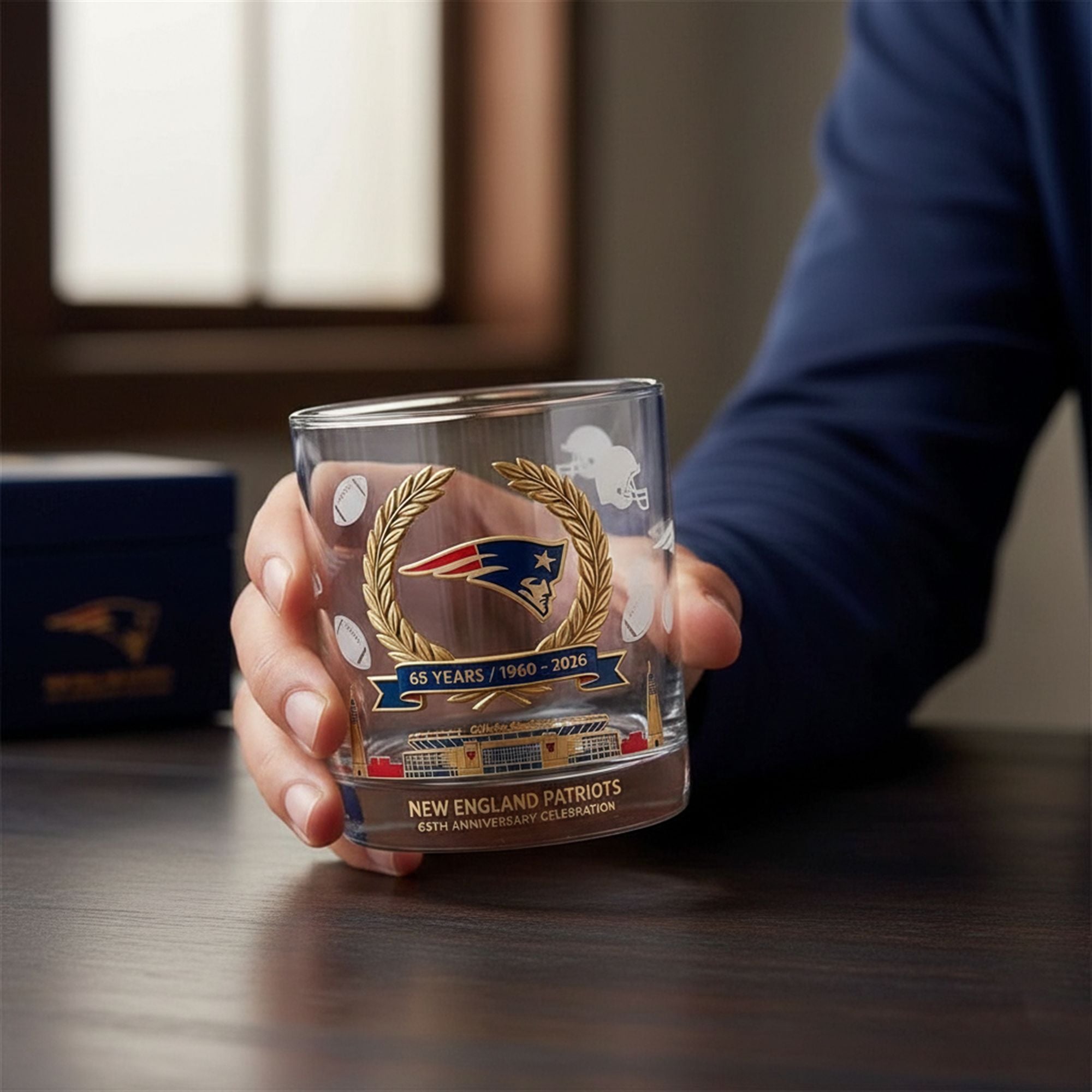 Patriots 66 Years 1960 2025 Anniversary Whiskey Glass Patriots 66 Years 1960 2026 Anniversary Whiskey Glass