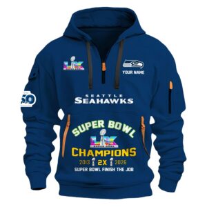 2026 Seahawks Super Bowls Champions Quarter Zip Hoodie (1)