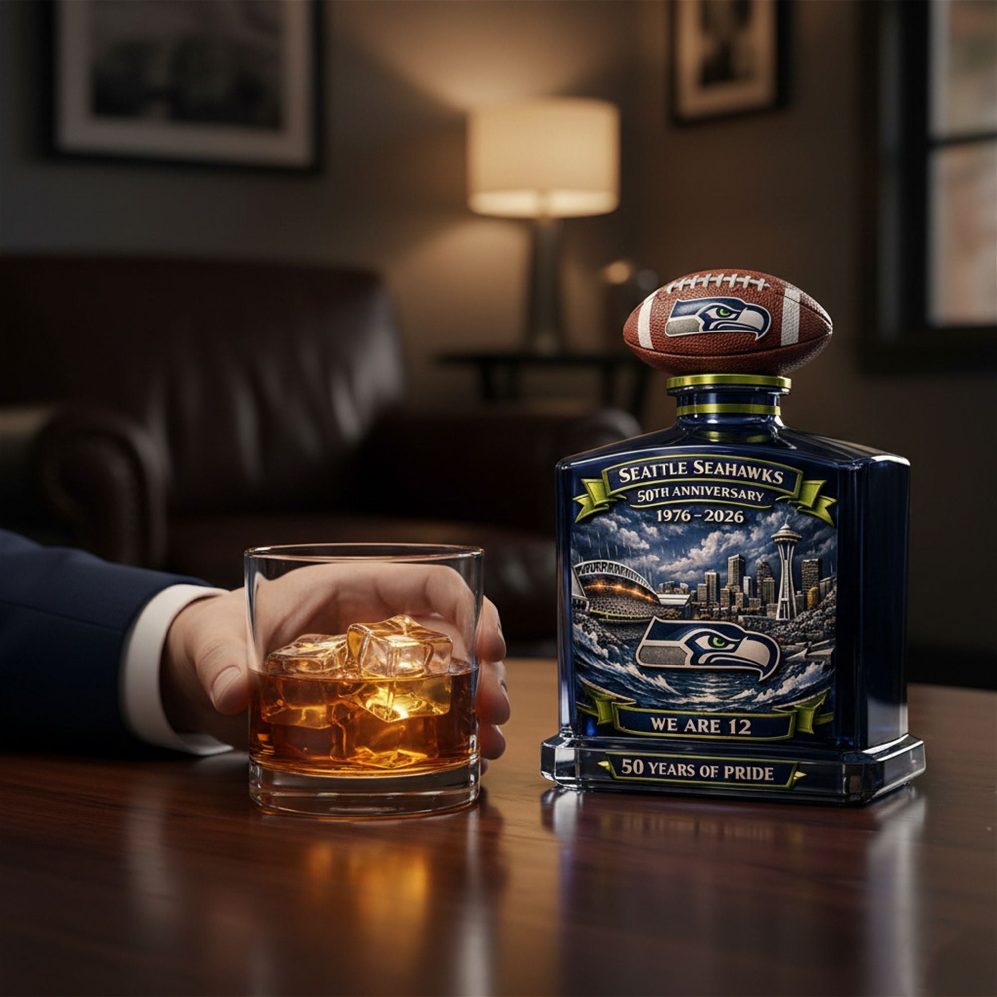 Seahawks 50th Anniversary 1976 2026 We Are 12 Whiskey Bottle 12 Seahawks 50th Anniversary 1976 2026 We Are 12 Whiskey Bottle 12
