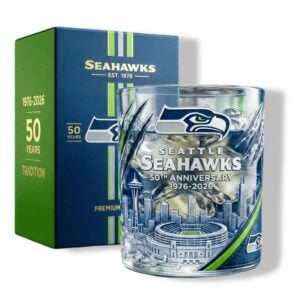 Seattle Seahawks 50th Anniversary 1976 2026 Whiskey Glass 1