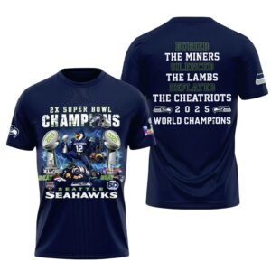 3 Seattle Seahawks 2x Super Bowl Champions 2025 Shirt