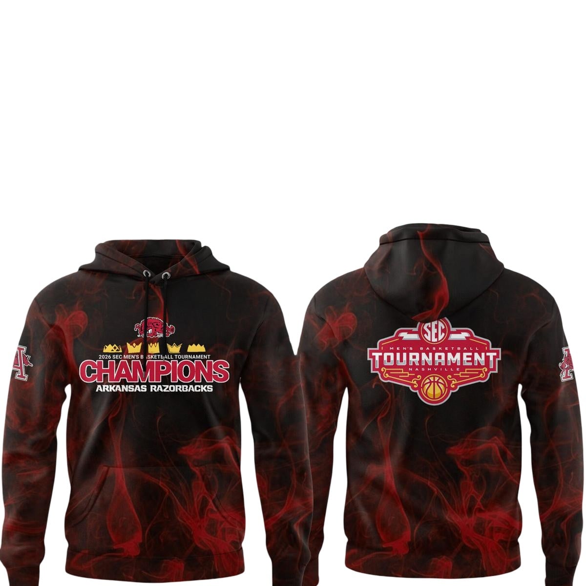 2026 Arkansas Razorbacks SEC Tournament Champions Red Smoke Hoodie 1 1 2026 Arkansas Razorbacks SEC Tournament Champions Red Smoke Hoodie