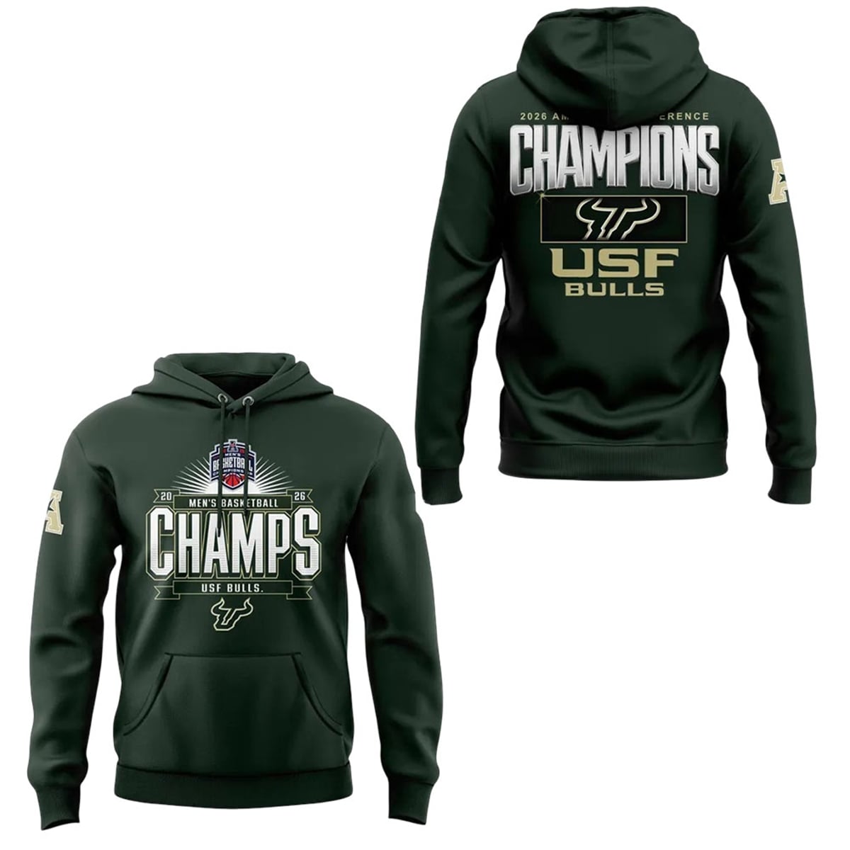 USF Bulls 2026 American Conference Men's Basketball Tournament Champions Shirt 2 2 USF Bulls 2026 American Conference Mens Basketball Tournament Champions Hoodie