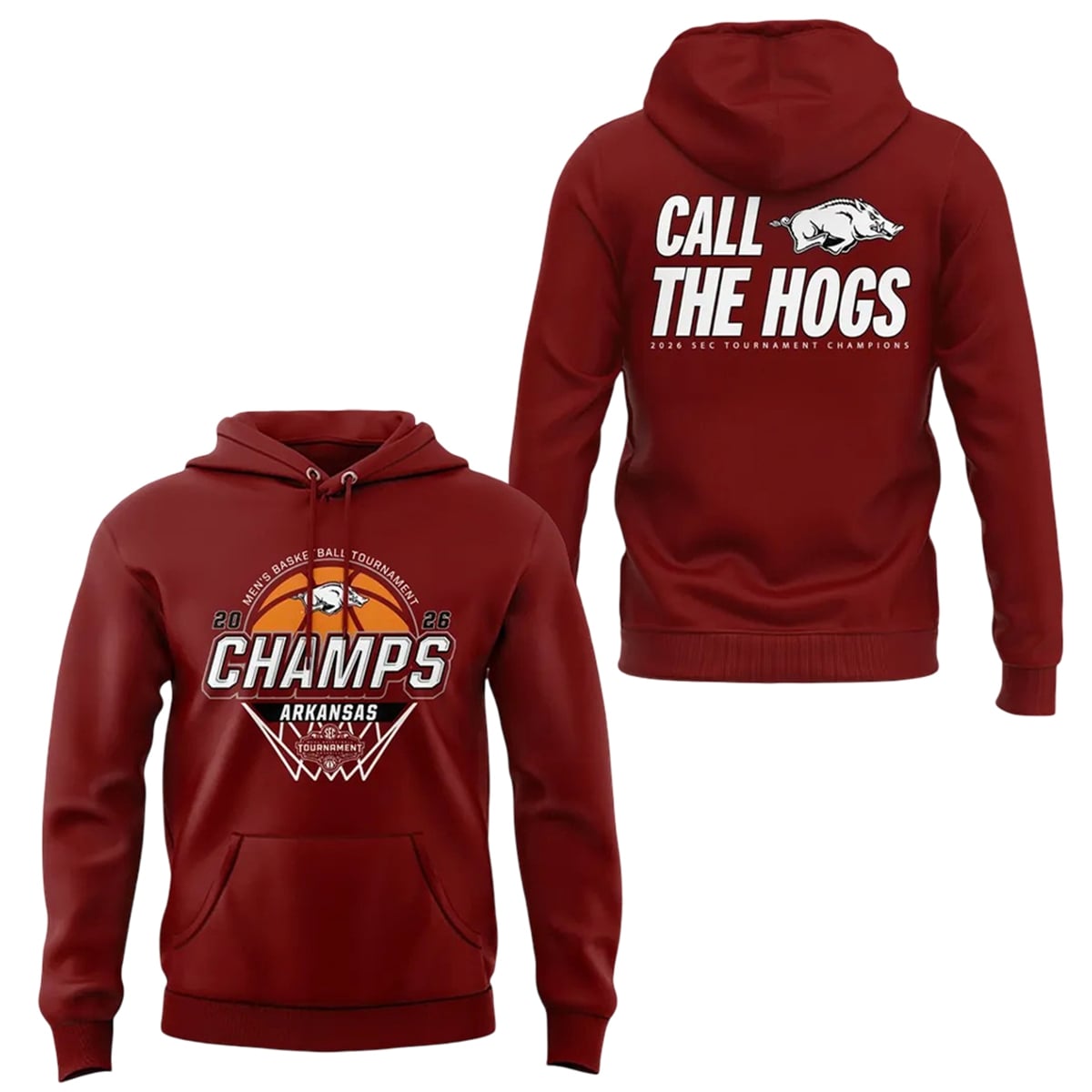 2026 Arkansas Razorbacks Men's Basketball Tournament Champs Call The Hogs Hoodie 1 2026 Arkansas Razorbacks Mens Basketball Tournament Champs Call The Hogs Hoodie 0