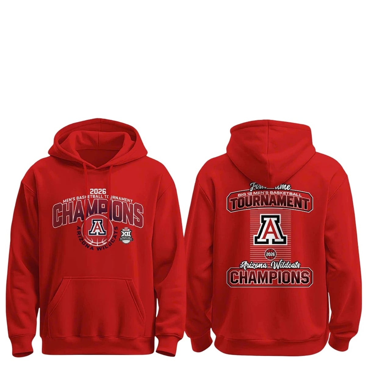 Arizona Wildcats 2026 Big 12 Men's Basketball Tournament Champions Shirt 3 3 Arizona Wildcats 2026 Big 12 Mens Basketball Tournament Champions hOODIE