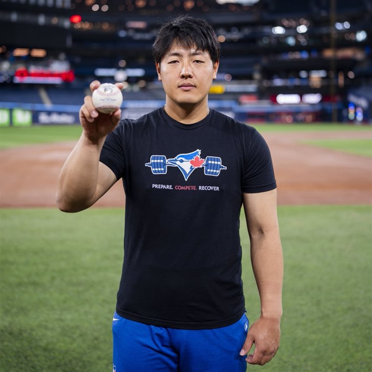 5 Kazuma Okamoto Toronto Blue Jays Prepare Compete Recover Shirt