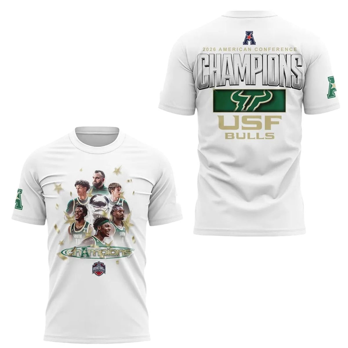USF Bulls 2026 American Conference Men's Basketball Tournament Champions Hoodie 3 8 USF Bulls 2026 American Conference Mens Basketball Tournament Champions Shirt
