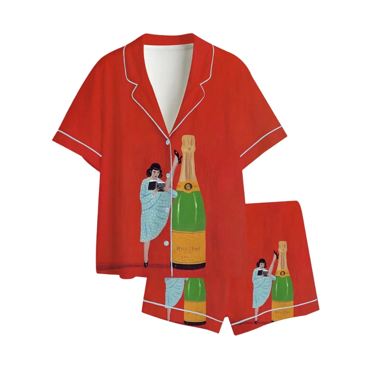 A Girl Reads A Book And Drinks Champagne Pajama Set 2 A Girl Reads A Book And Drinks Champagne Pajama Set 2