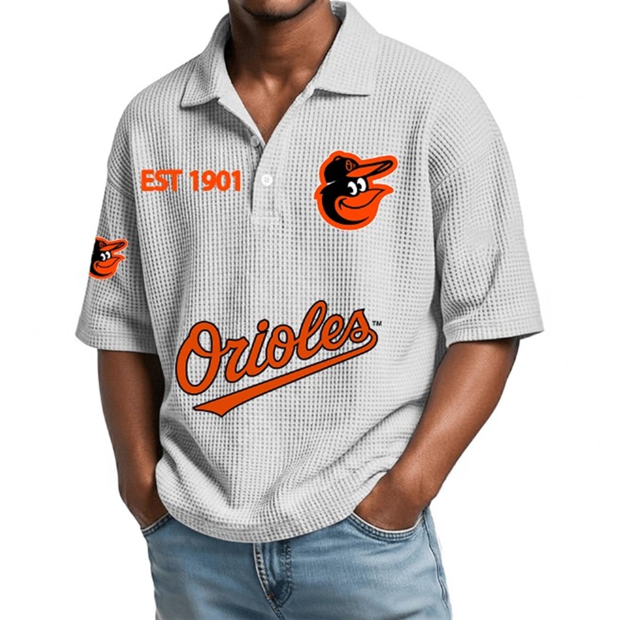 Baltimore Orioles EST 1901 Waffle Polo 1 Baltimore Orioles EST 1901 Waffle Polo 1