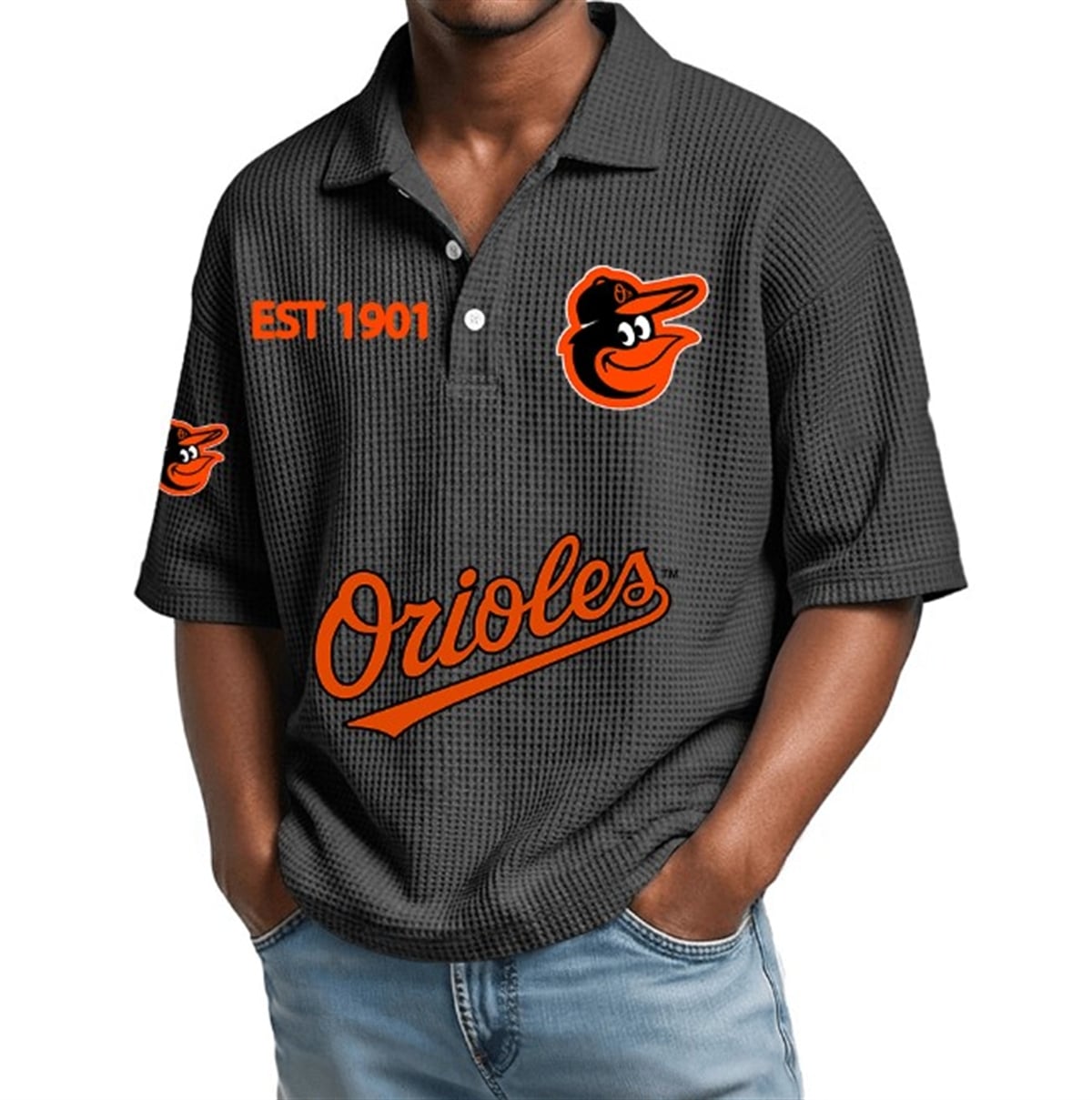 Baltimore Orioles EST 1901 Waffle Polo 2 Baltimore Orioles EST 1901 Waffle Polo 2