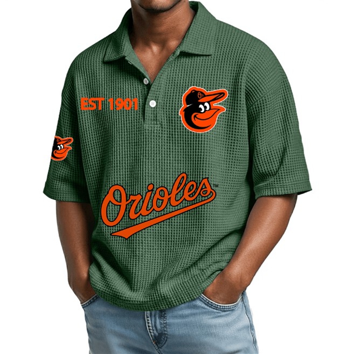 Baltimore Orioles EST 1901 Waffle Polo 3 Baltimore Orioles EST 1901 Waffle Polo 3