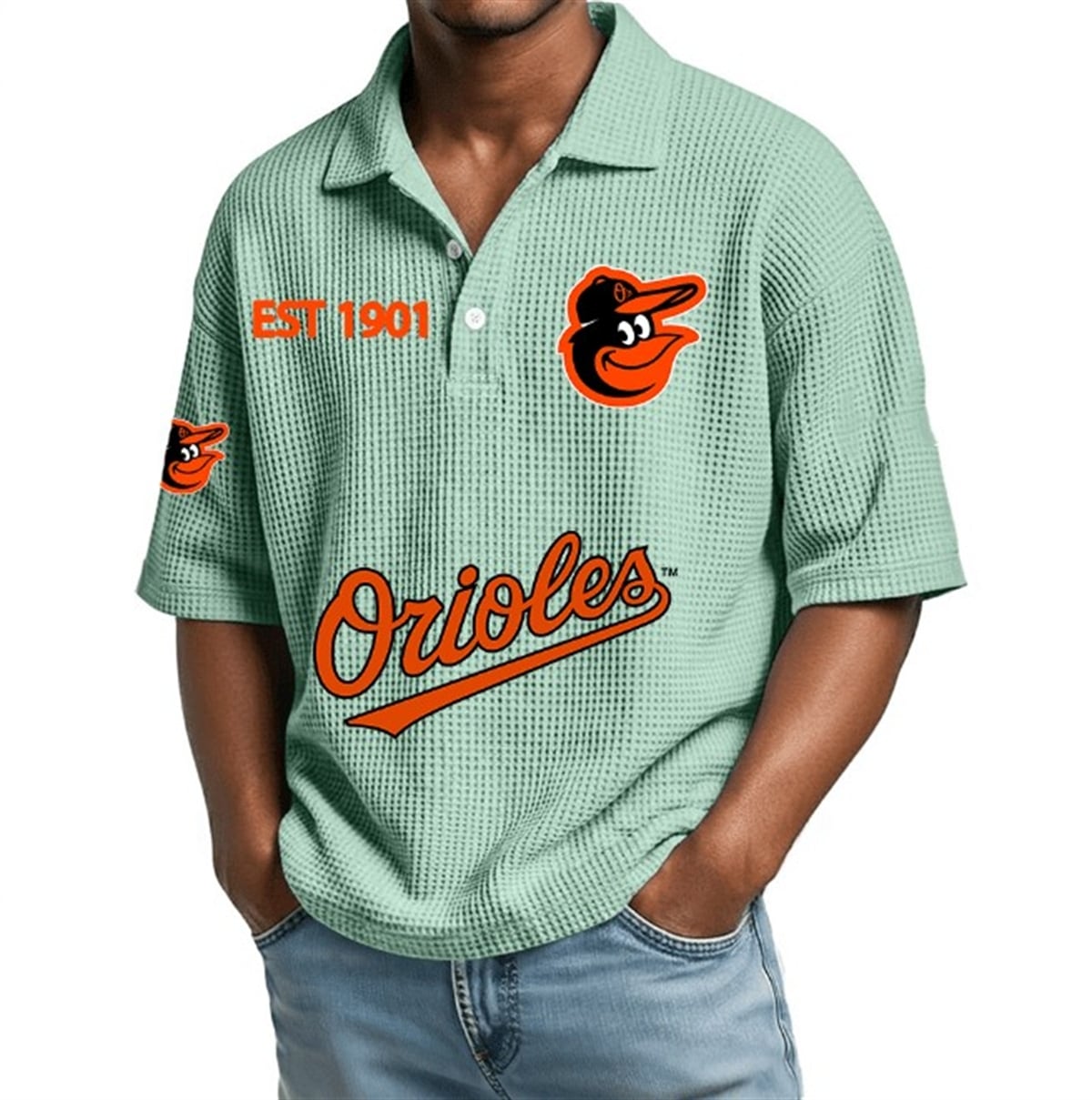 Baltimore Orioles EST 1901 Waffle Polo 4 Baltimore Orioles EST 1901 Waffle Polo 4
