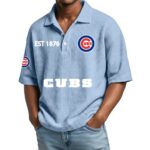 Chicago Cubs EST 1876 Waffle Polo