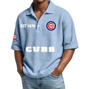 Chicago Cubs EST 1876 Waffle Polo