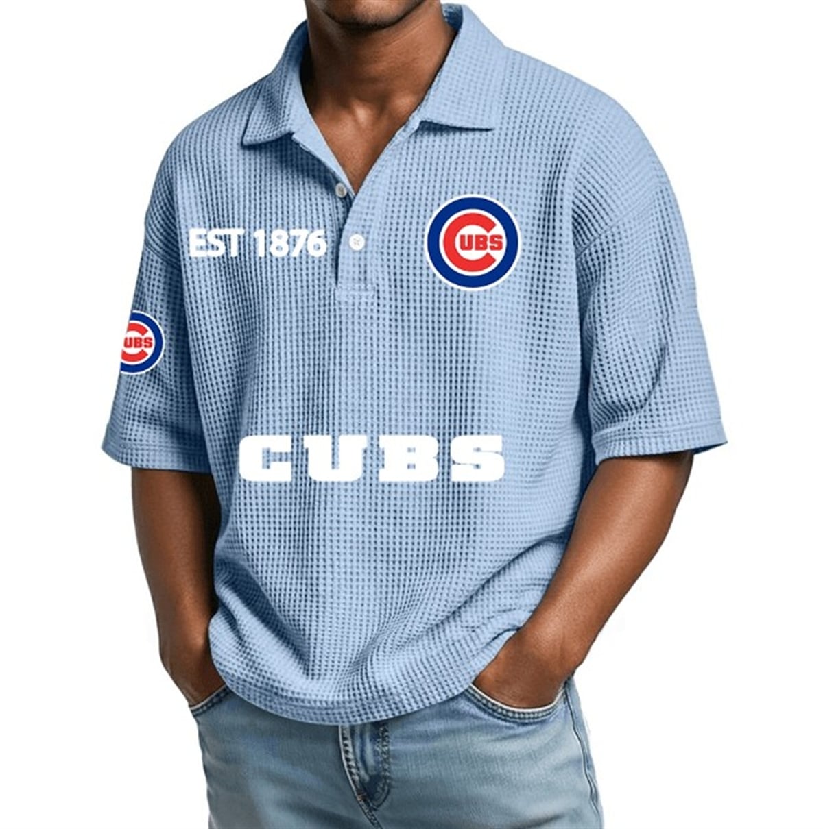 Chicago Cubs EST 1876 Waffle Polo Chicago Cubs EST 1876 Waffle Polo