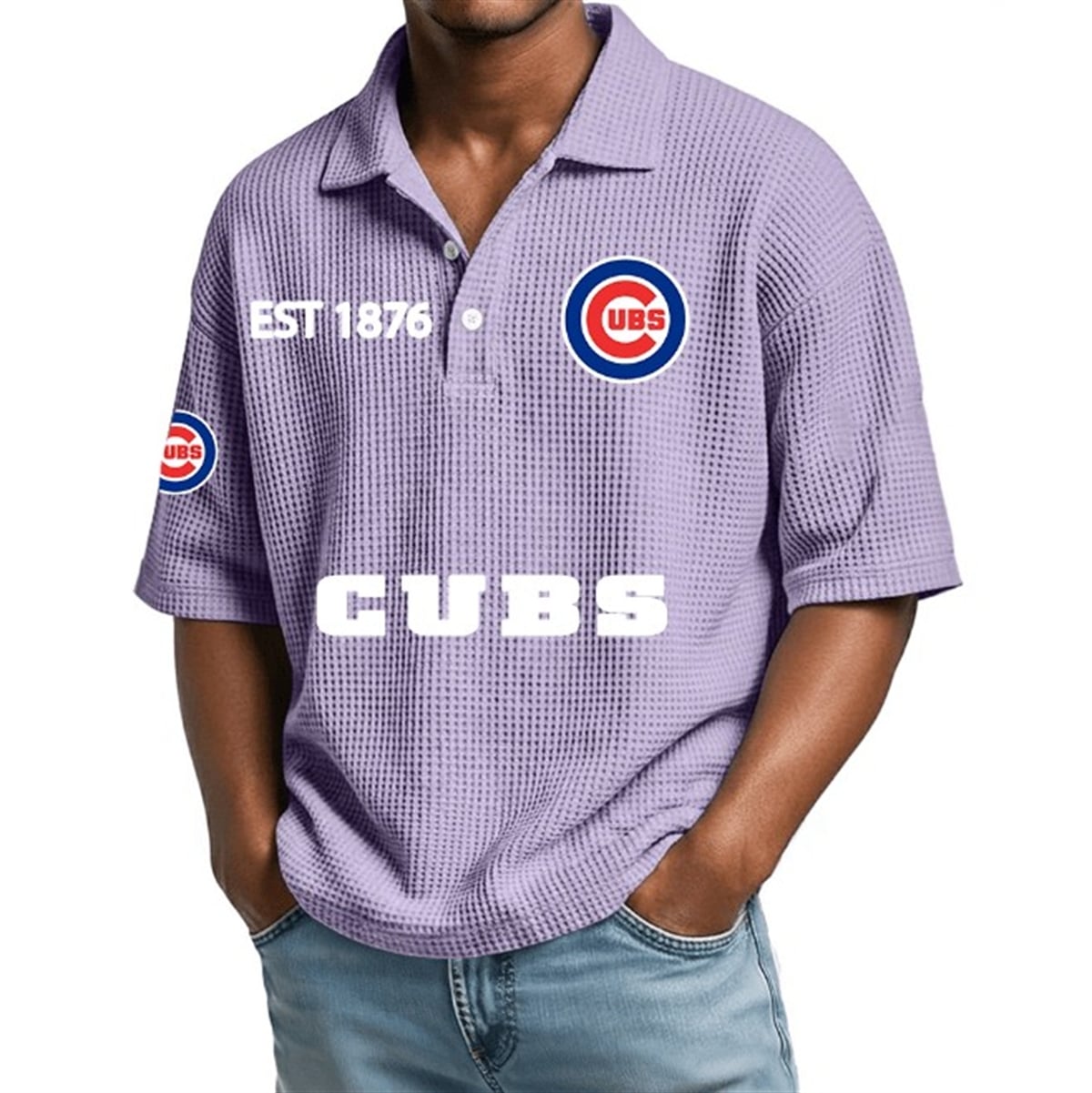 Chicago Cubs EST 1876 Waffle Polo 2 Chicago Cubs EST 1976 Waffle Polo 2