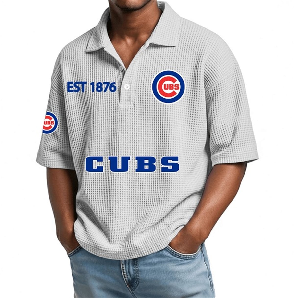 Chicago Cubs EST 1876 Waffle Polo 5 Chicago Cubs EST 1976 Waffle Polo 5