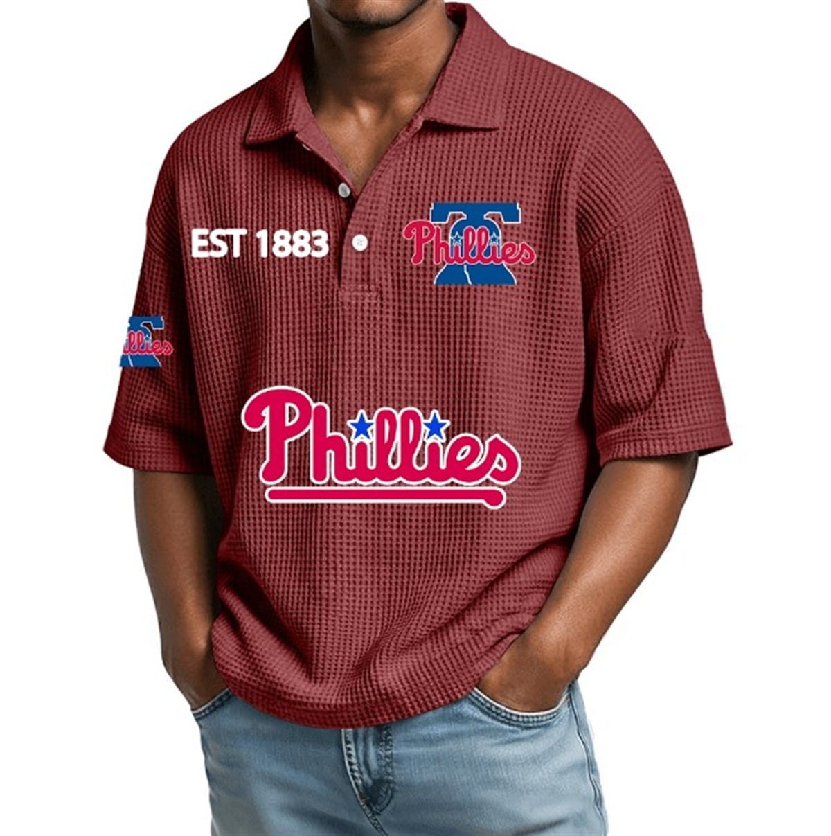 Philadelphia Phillies EST 1883 Waffle Polo 1 Philadelphia Phillies EST 1883 Waffle Polo 1