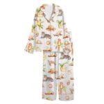 Watercolor Palm Trees Exotic Birds And Summer Fruits Pajama Set