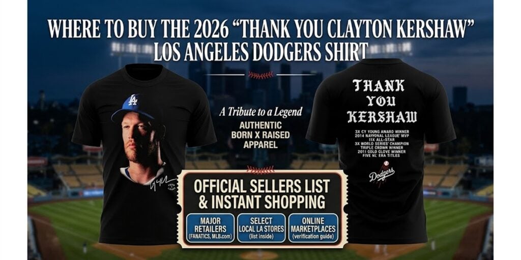 Where to Buy the 2026 Thank You Clayton Kershaw Los Angeles Dodgers Shirt — A Tribute to a Legend 1 Where to Buy the 2026 Thank You Clayton Kershaw Los Angeles Dodgers Shirt — A Tribute to a Legend