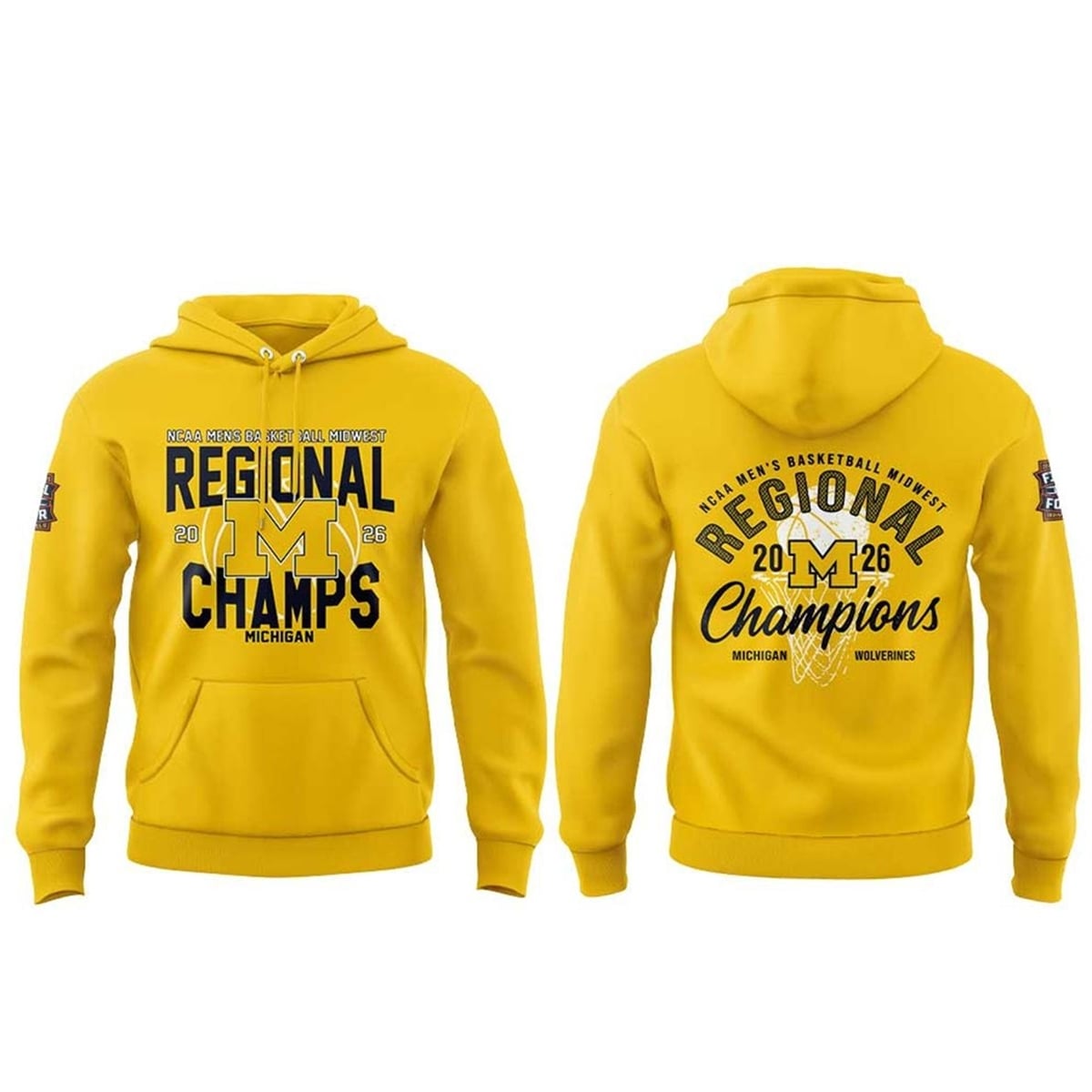 Michigan Wolverines 2026 Men's Basketball Midwest Regional Champions Hoodie 1 1 Michigan Wolverines 2026 Mens Basketball Midwest Regional Champions Hoodie