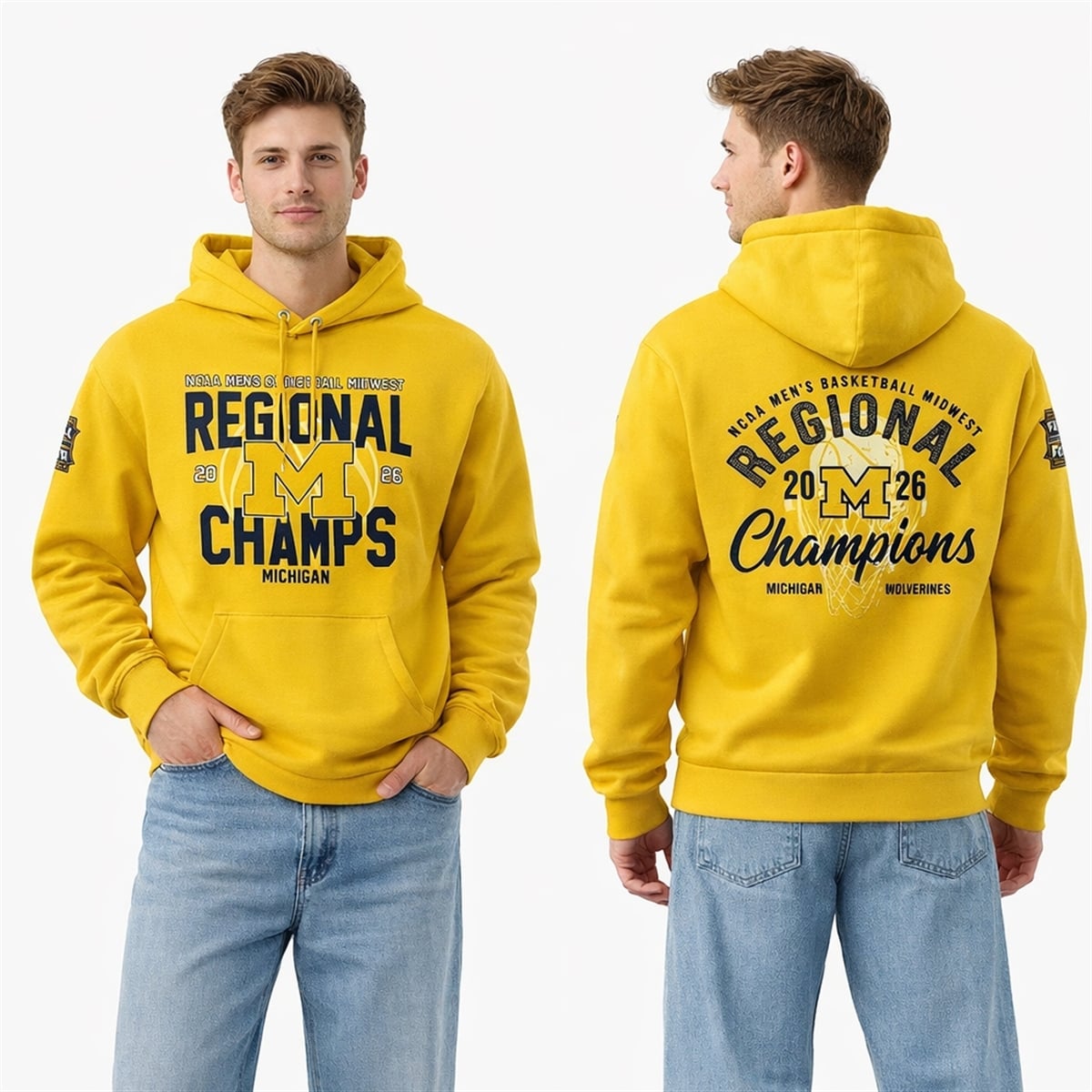 Michigan Wolverines 2026 Men's Basketball Midwest Regional Champions Hoodie Michigan Wolverines 2026 Men's Basketball Midwest Regional Champions Hoodie