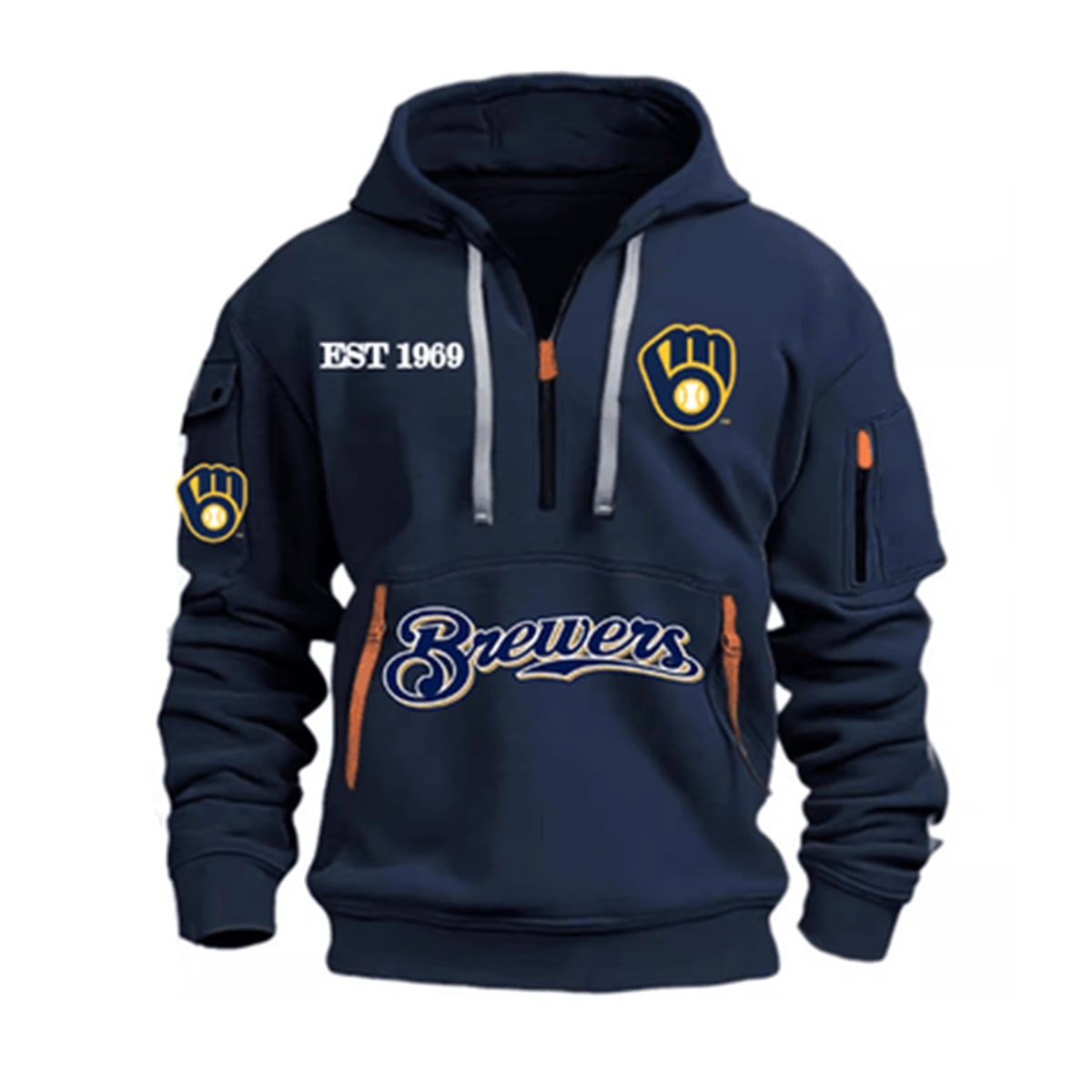 2026 Milwaukee Brewers EST 1969 Quarter Zip Hoodie 0