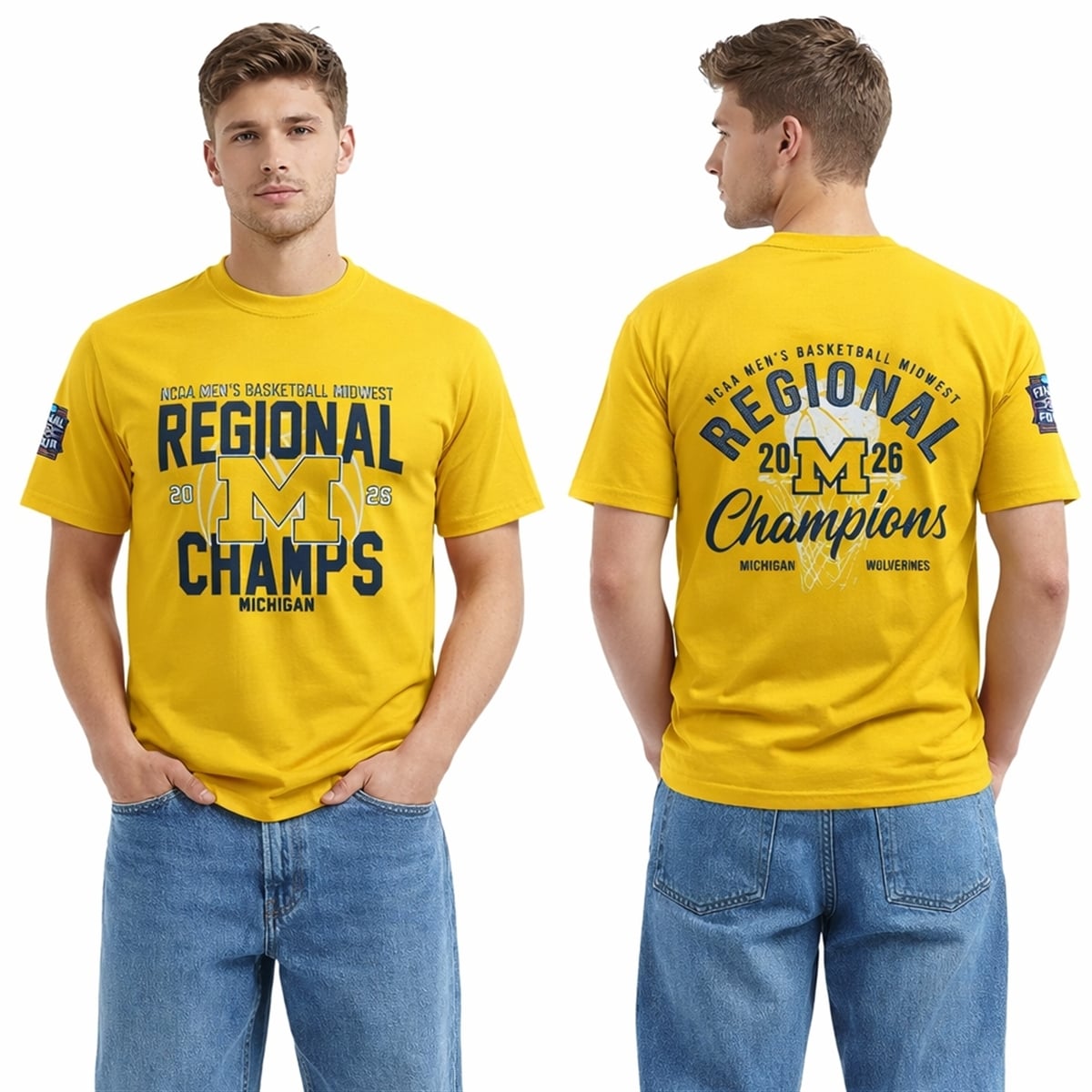 Michigan Wolverines 2026 Men's Basketball Midwest Regional Champions Hoodie 4 6 Michigan Wolverines 2026 Mens Basketball Midwest Regional Champions Shirt