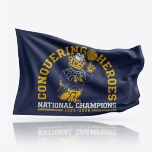Michigan Wolverines Basketball Conquering Heroes National Champions 2025 2026 Flag