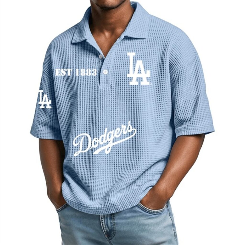 Los Angeles Dodgers EST 1883 Waffle Polo Shirt 2 Los Angeles Dodgers EST 1883 Waffle Polo Shirt 1