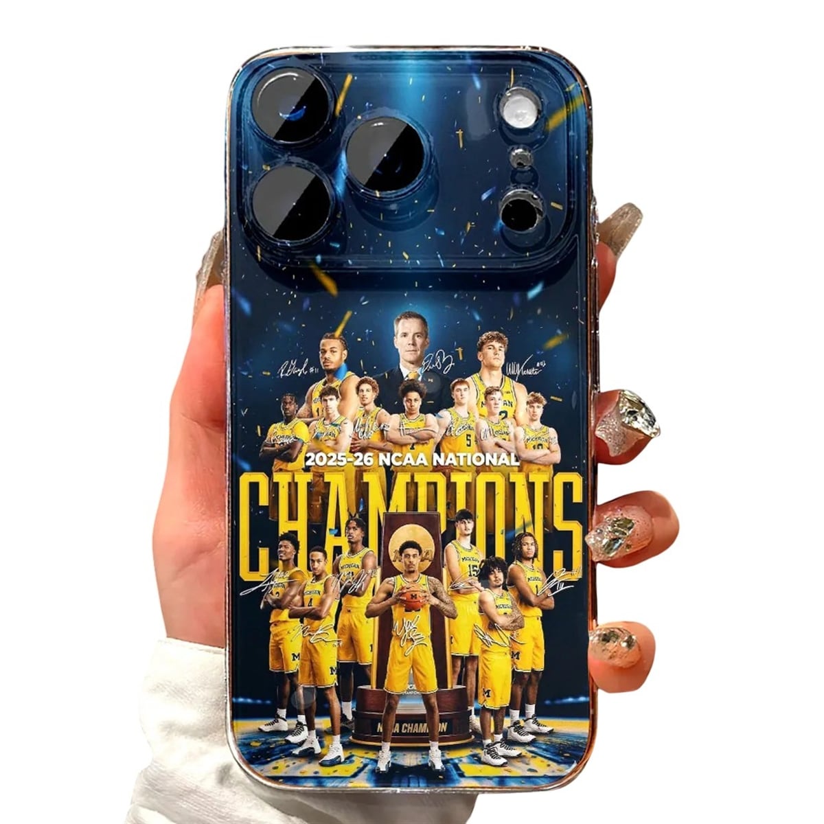 Michigan Wolverines Basketball 2025 2026 National Champions Phone Case 1 Michigan Wolverines Basketball 2025 2026 National Champions Phone Case 2