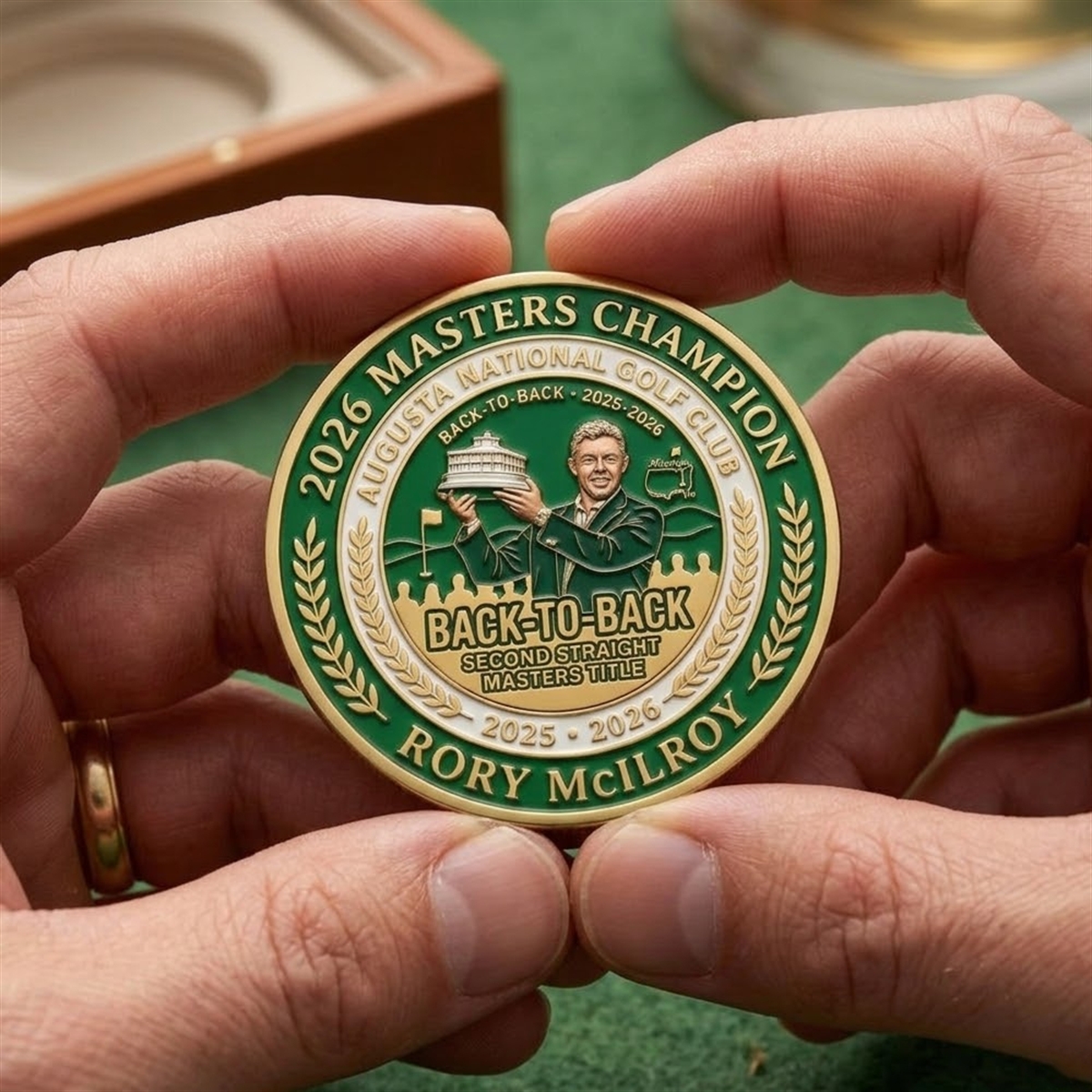 Rory McIlroy Masters Back To Back 2025 2026 Champion Challenge Coin 3 Rory McIlroy Masters Back To Back 2025 2026 Champion Challenge Coin 3