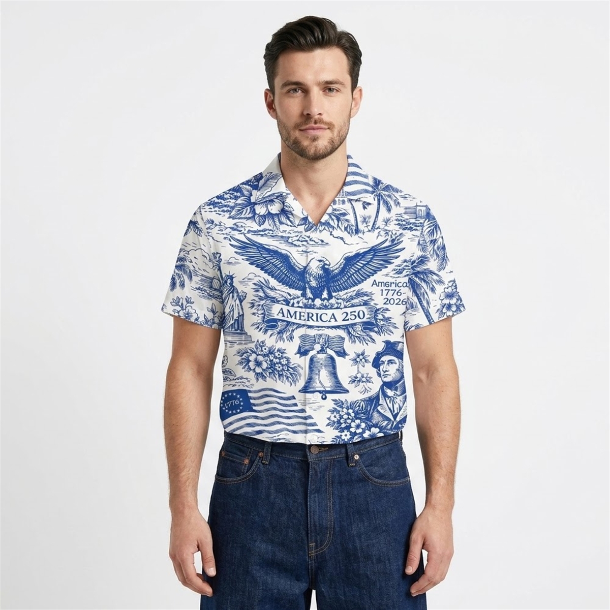 2026 America 250th Anniversary Toile De Jouy Style Patriotic Haiwaiian Shirt 3 2026 America 250th Anniversary Toile De Jouy Style Patriotic Haiwaiian Shirt 4