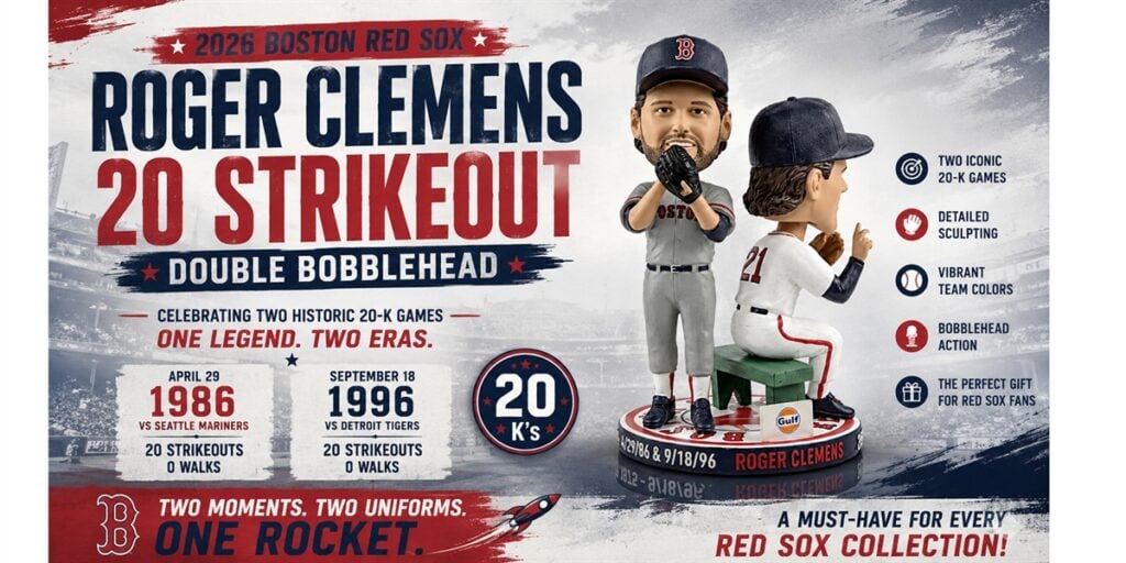Where to Buy 2026 Boston Red Sox Roger Clemens 20 Strikeout Double Bobblehead Giveaway d
