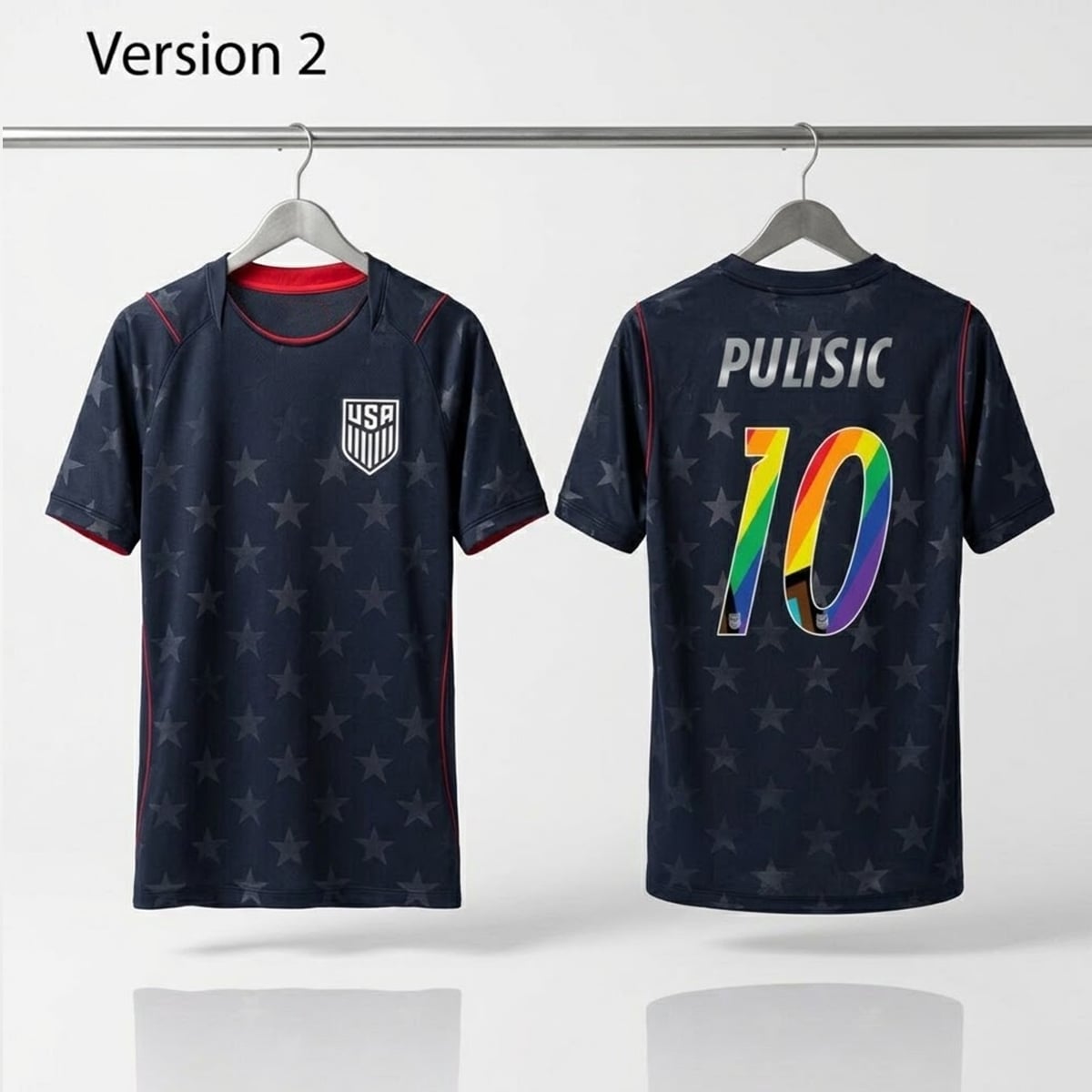 2026 USA Pulisic USMNT Pride Soccer Jersey 3 2026 USA Puliisic USMNT Pride Soccer Jersey 3