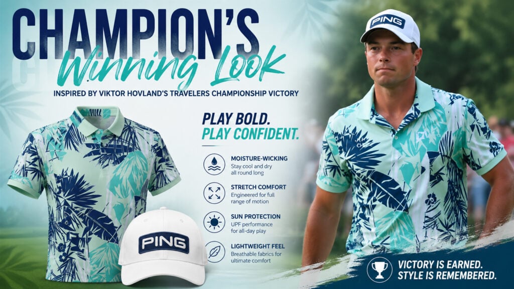 2026 Viktor Hovland Tour Tech Polo and Travelers Championship Ping Hat