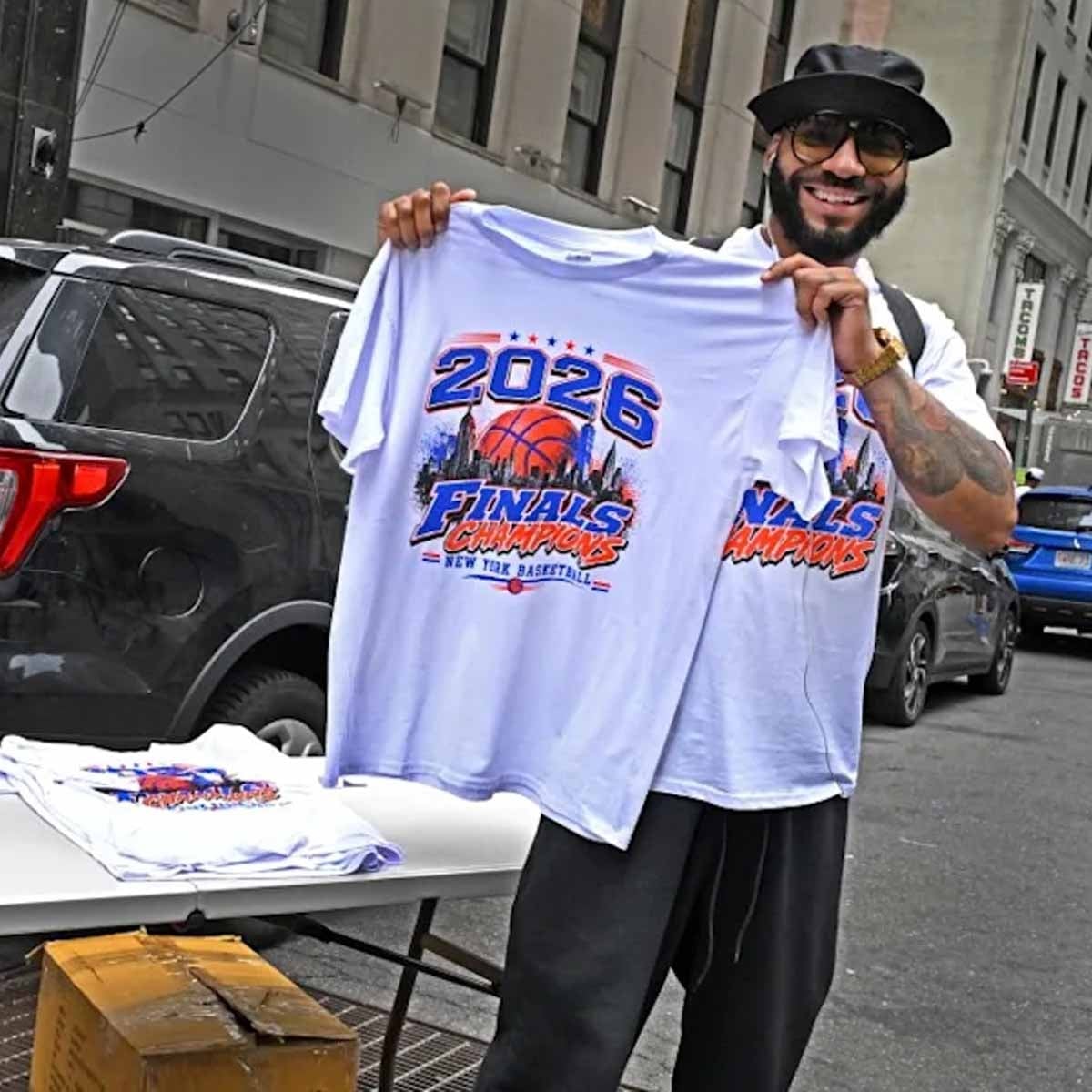 6 Emilio Lora 2026 Knicks Finals Champions Parade Shirt