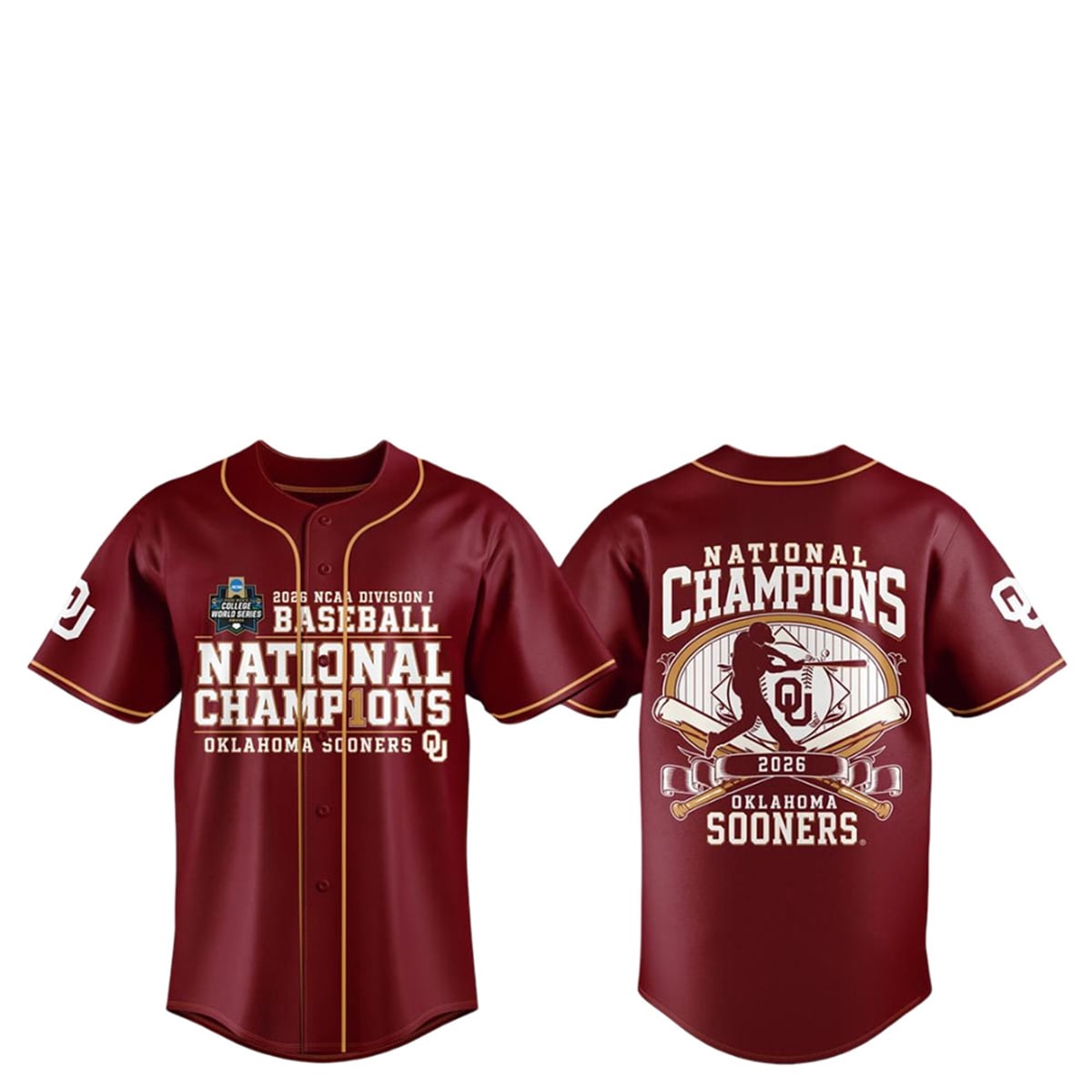 Oklahoma Sooners 2026 Baseball National Champions Jersey 3 Oklahoma Sooners 2026 Baseball National Champions Jersey 2