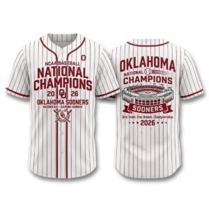 Oklahoma Baseball 2026 National Champions Wooden Bat Diamond Sooners Jersey 1