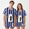 Cute Halloween Black Cat With Ghost Coffee Pajama Set 3