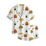 Cute Halloween Pumpkin Smiling Characters Pajama Set