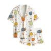 Funny Fall Pumpkin Season Cute Smiling Characters Pajama Set 1