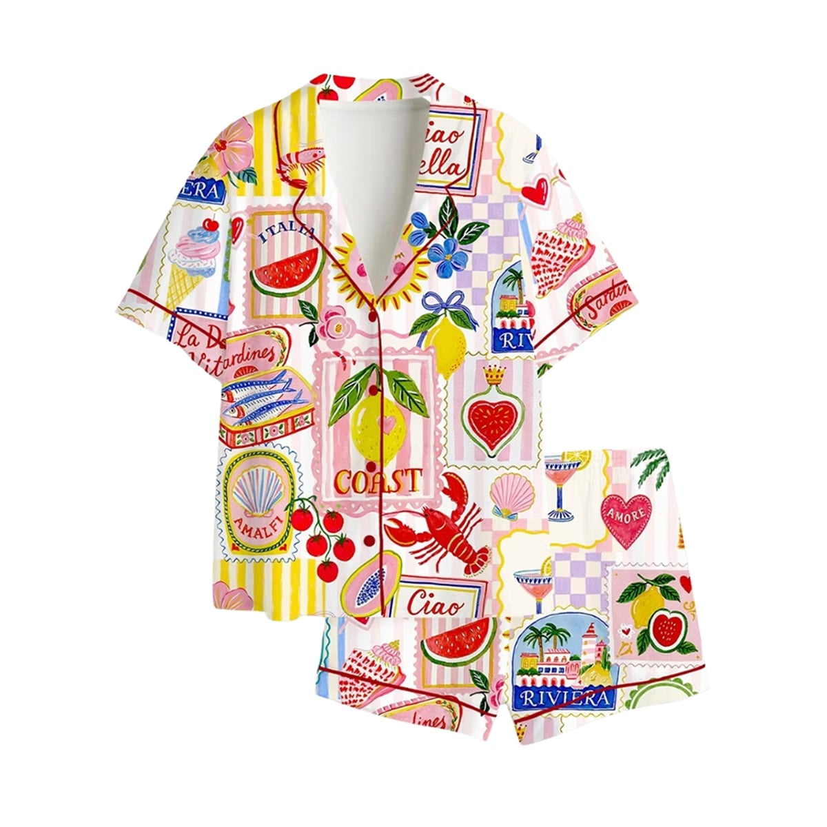 Mediterranean Coastal Italian Summer Pajama Set 1 Mediterranean Coastal Italian Summer Pajama Set 1