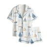 Sailboat Stripe Nautical Coastal Pajama Set 1