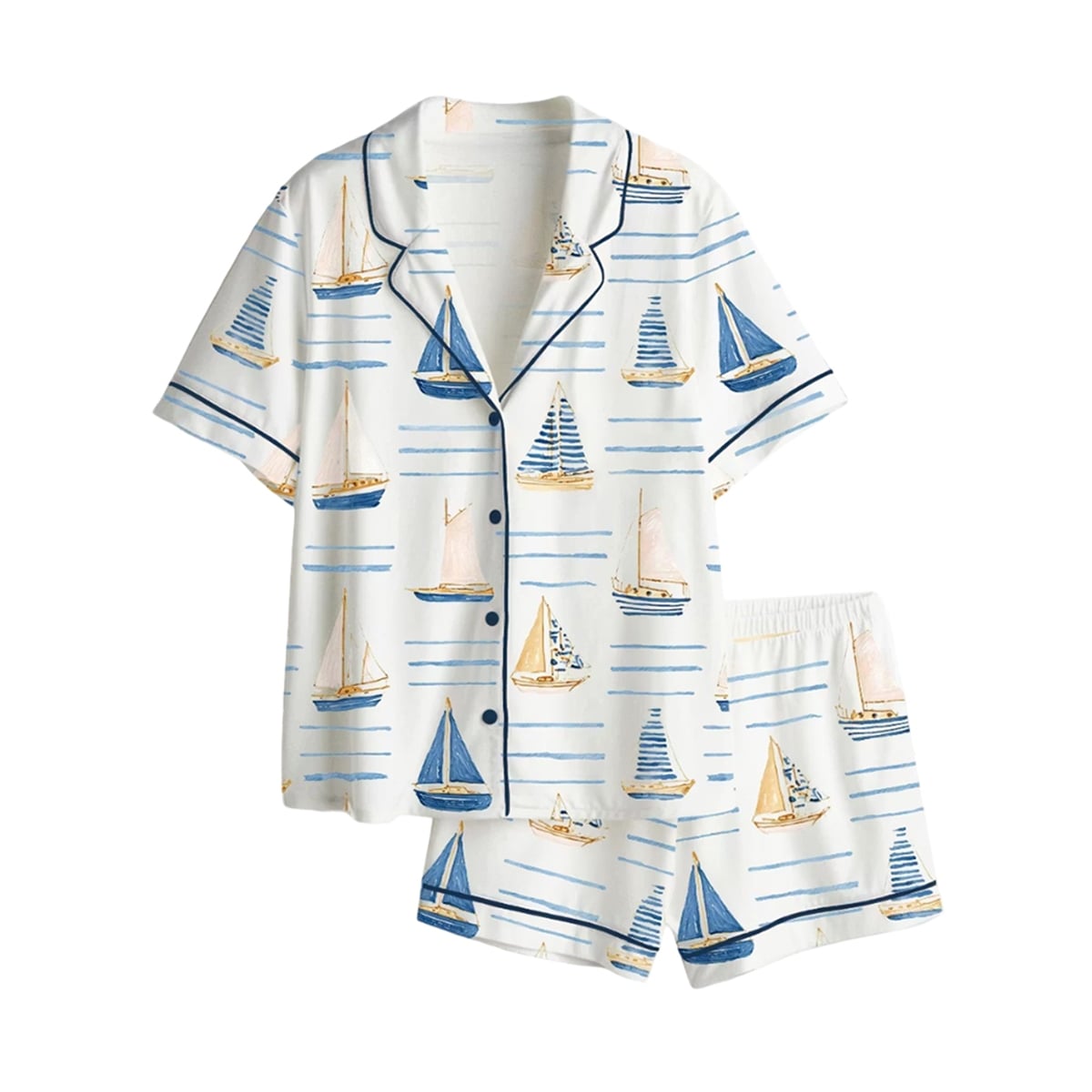 Sailboat Stripe Nautical Coastal Pajama Set 1 Sailboat Stripe Nautical Coastal Pajama Set 1